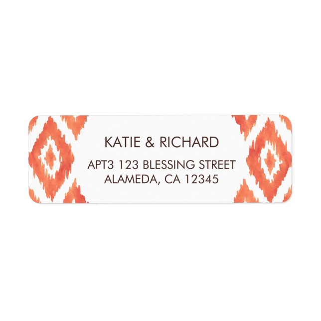 Orange Ikat Returadress Etikett (Framsidan)