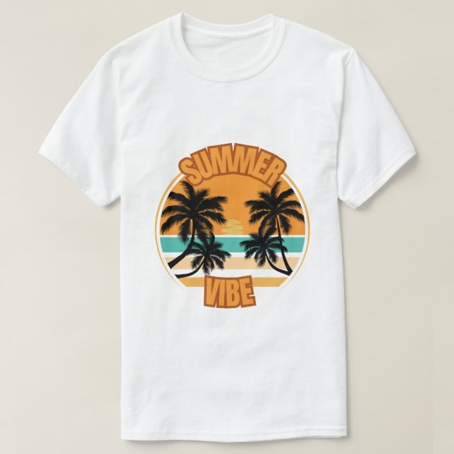 Orange illustrativ sommartidskonstruktion t shirt (Design framsida)