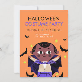 Orange Illustrative Halloween Costume Party Inbjudningar