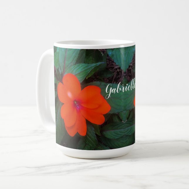Orange Impatisen Flower Kaffemugg (Framsida vänster)