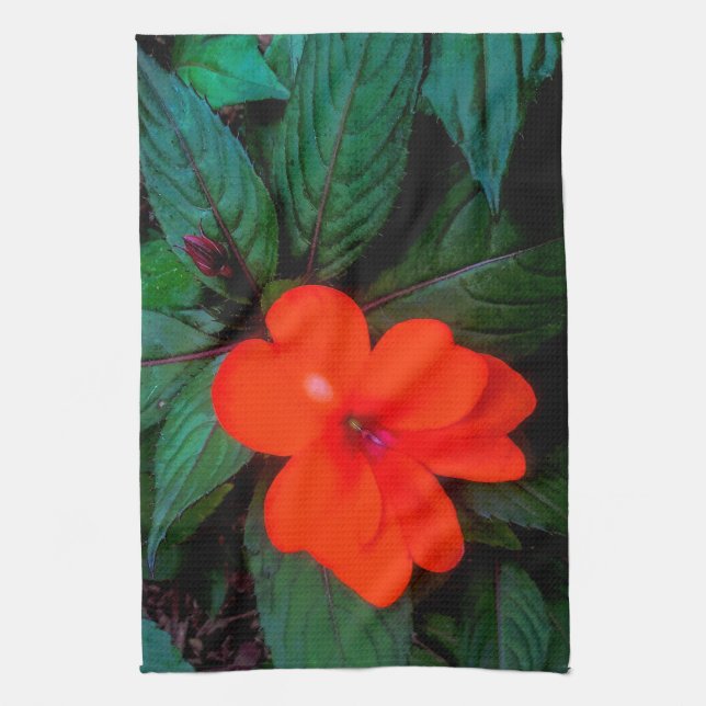 Orange Impatisen Flower Kökshandduk (Vertikal)