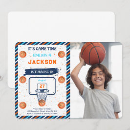 Orange inbjudan till fotofest för basketfödelsedag