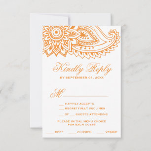 Orange Indian Paisley Menu Choice OSA kort
