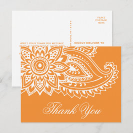 Orange Indian Paisley Tack Vykort