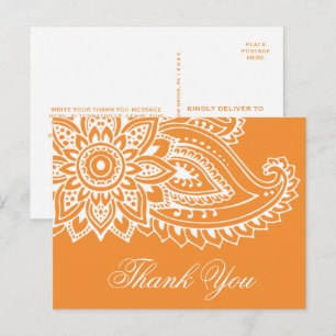 Orange Indian Paisley Tack Vykort