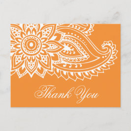 Orange Indian Paisley Tack Vykort