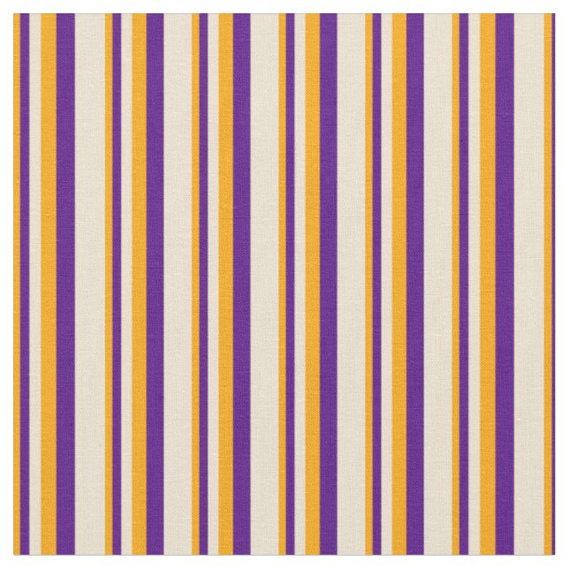 Orange, Indigo och Beige Linjer Mönster Tyg (Närbild)