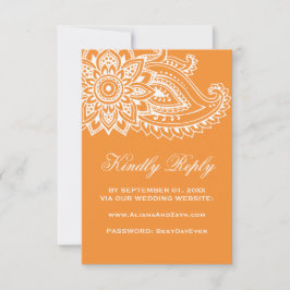 Orange indisk webbplats Paisley Bröllop OSA kort