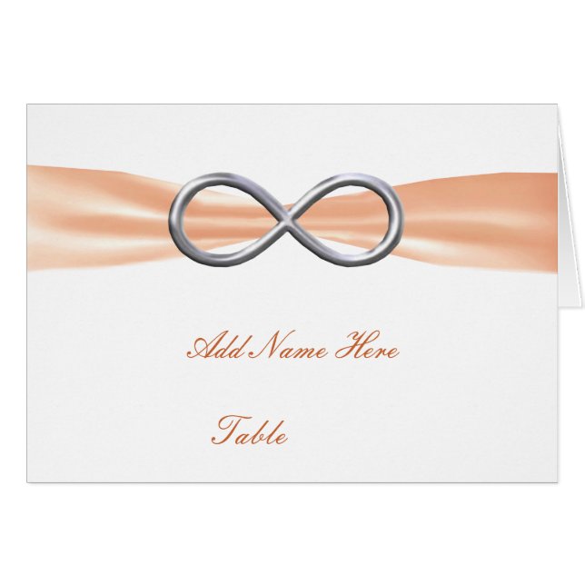 Orange Infinity Bröllop Bord Place Card OBS Kort (Framsidan Horizontal)