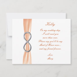 Orange Infinity Bröllop Maid of honor Card Inbjudningar