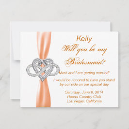 Orange Infinity Heart Bridesmaid Card Inbjudningar