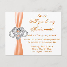 Orange Infinity Heart Bridesmaid Card Inbjudningar
