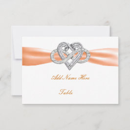 Orange Infinity Heart Bröllop Bord Place Card Inbjudningar