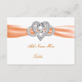 Orange Infinity Heart Bröllop Bord Place Card Inbjudningar