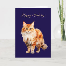 Orange Ingefär Fluffig Katt Födelsedagskort #1 Kort