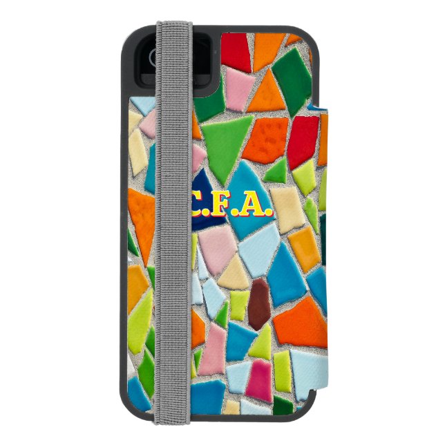 Orange Initialer Mosaik Incipio iPhone Wallet Skal (Folio Baksidan)