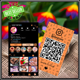 Orange Instagram Nailsalong QR-kod Sociala Medier Visitkort