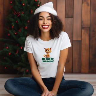 Orange ironisk julhälsnings T-shirt för kattälskar