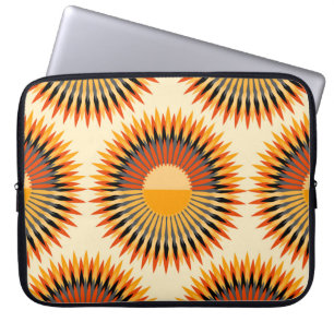 Orange Ivory Flowers Stars Mönster Laptop Fodral