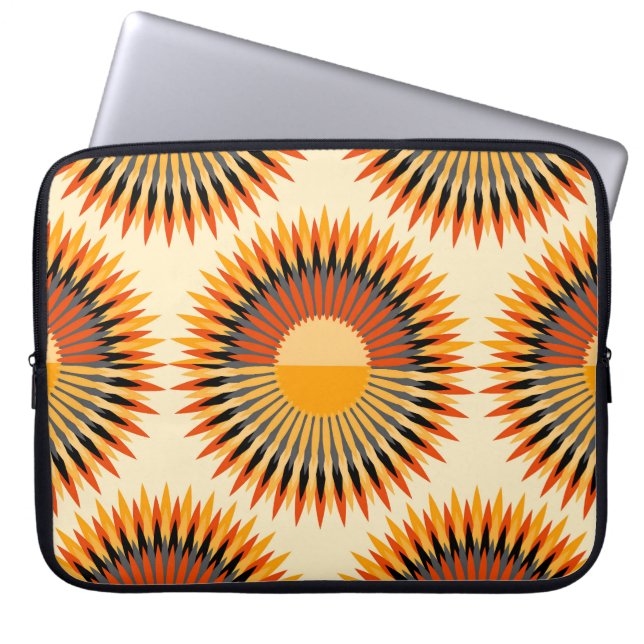 Orange Ivory Flowers Stars Mönster Laptop Fodral (Framsidan)