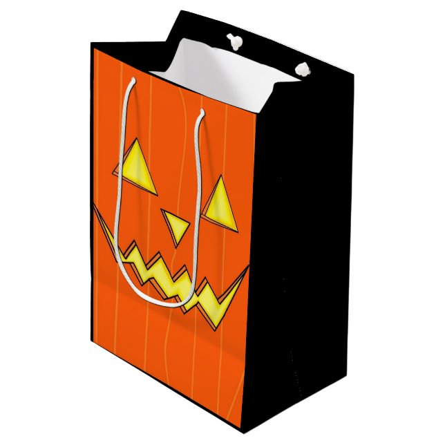 Orange Jack-o-Lantern gift-fack för Halloween  (Framsidan Vinklad)