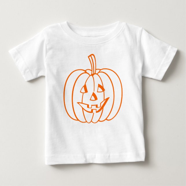 Orange Jack-O-Lantern Halloween Pumpkin-kontur T Shirt (Framsida)