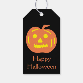 Orange Jack-O-Lantern Halloween Pumpkin Treat Bag Presentetikett