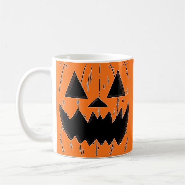 Orange Jack O' Lantern Kaffemugg (Vänster)
