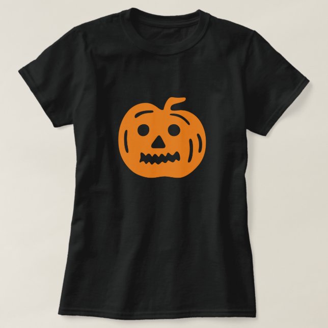 Orange Jack-O-Lantern Pumpkin Halloween T-shirt (Design framsida)