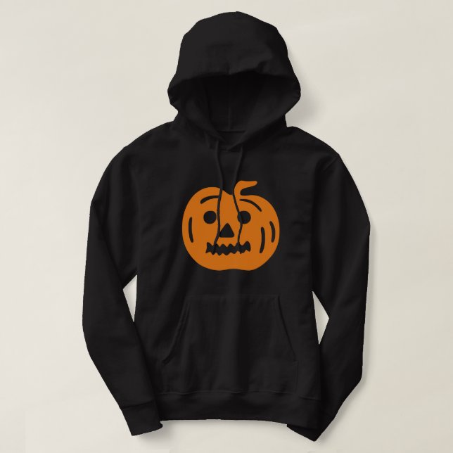 Orange Jack-O-Lantern Pumpkin Halloween Theme Hoodie (Design framsida)