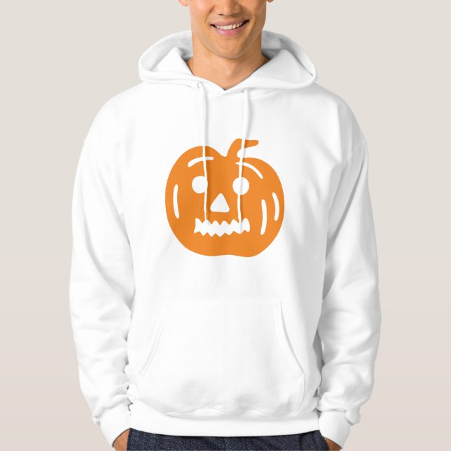 Orange Jack-O-Lantern Pumpkin Halloween Theme Hoodie (Framsida)