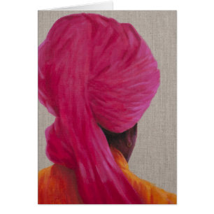 Orange jacka 2014 för rosa Turban Hälsningskort