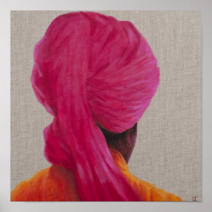 Orange jacka 2014 för rosa Turban Poster