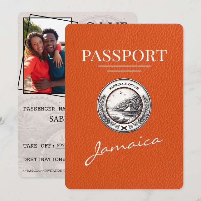 Orange Jamaica Passport Spara datum Datumet (Fram/baksida)