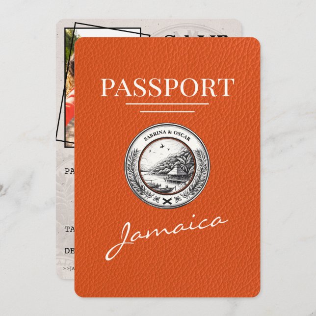 Orange Jamaica Passport Spara datum Spara Datumet (Fram/baksida)