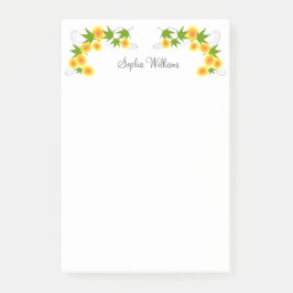 Orange japanska blommor, vita post-it block