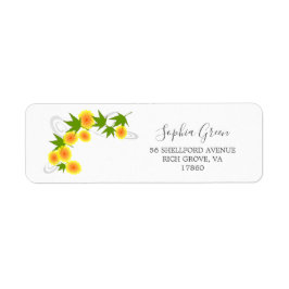 Orange japanska blommor, vita returadress etikett