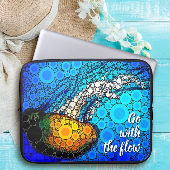 Orange Jellyfish Blue Ocean Go with Flow Coola Laptop Sleeve (Skapare uppladdad)