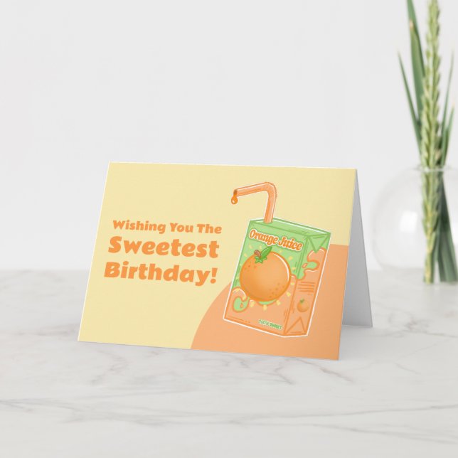 Orange Juice Box Birthday Kort (Framsida)