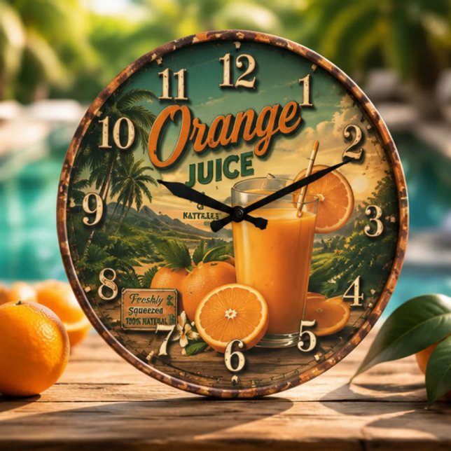  Orange Juice Kitchen Stor Klocka (Skapare uppladdad)