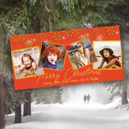 Orange jul-Snöflingor-multifotokort Julkort