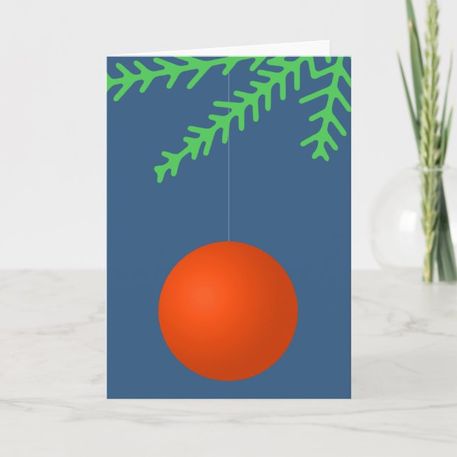 Orange Julafton Träd Boll Ornament Helgkort (Framsida)