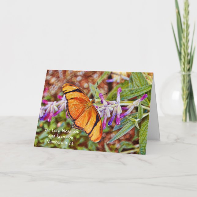 Orange Julia Butterfly Scripture Birthday Card Kort (Framsida)
