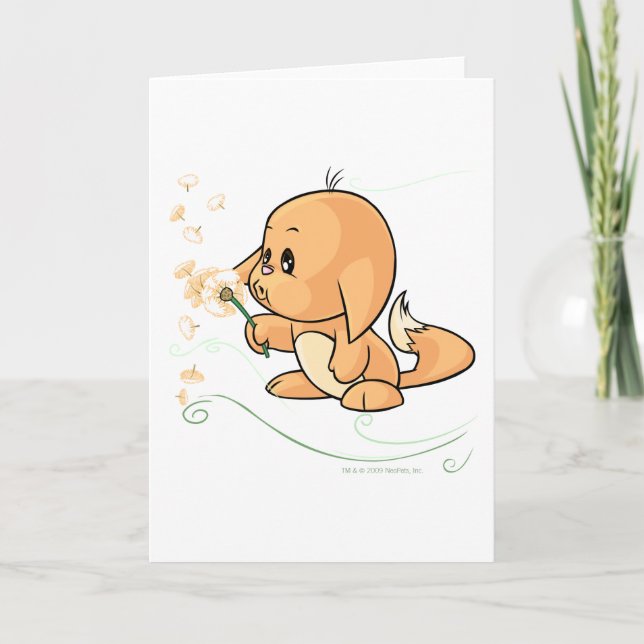 Orange Kacheek som önskar på en maskros Kort (Framsida)