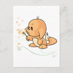 Orange Kacheek som önskar på en maskros Vykort