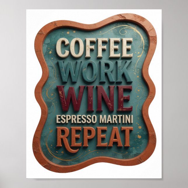 Orange KAFÉ ARBETE VIN ESPRESSO MARTINI REPETERA Poster (Framsidan)
