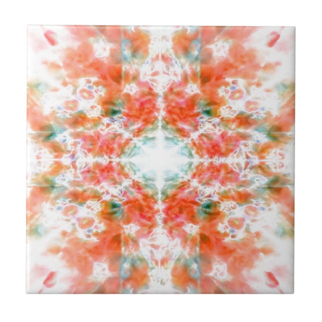 Orange kaleidoscope mönster kakelplatta (Framsidan)