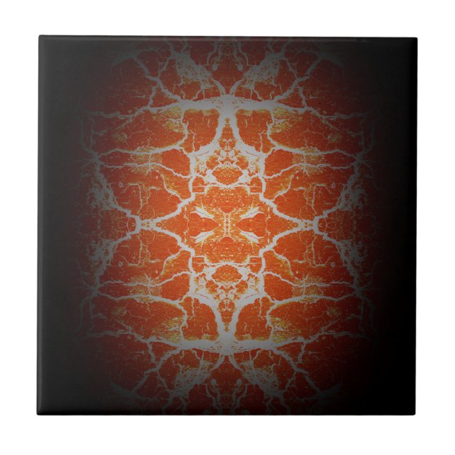Orange kaleidoscope mönster kakelplatta (Framsidan)