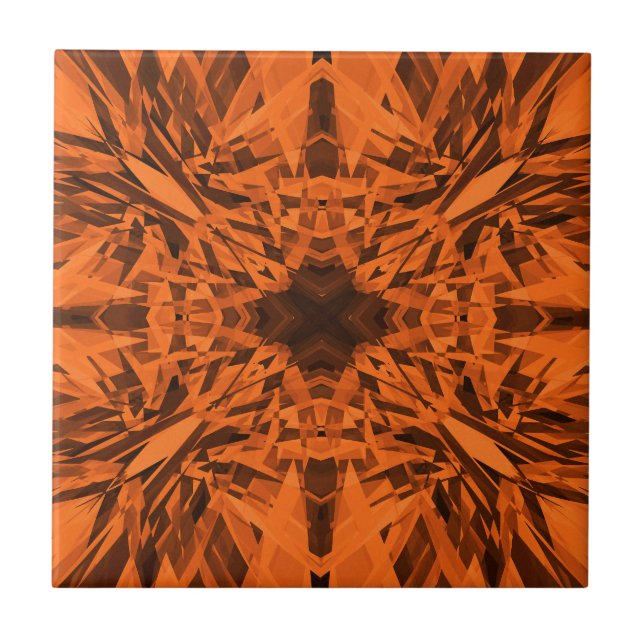 Orange kaleidoscope stjärna mönster kakelplatta (Framsidan)
