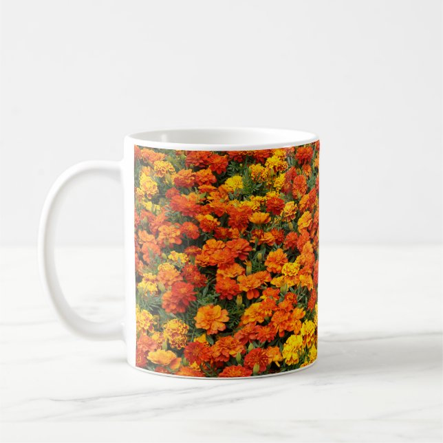 Orange kalendula blommor kaffemugg (Vänster)